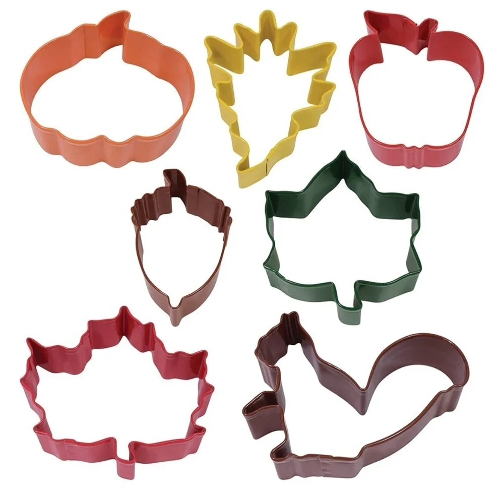 R&M International Autumn Leaf Cookie Cutters, Acorn, Ivy, Apple, Oak, Pumpkin